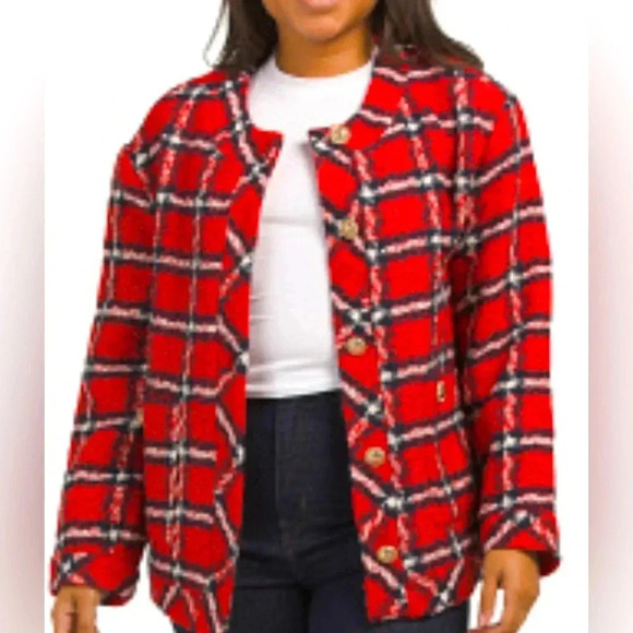 English Factory Jackets & Blazers - NWT English Factory Plaid Boucle Jacket